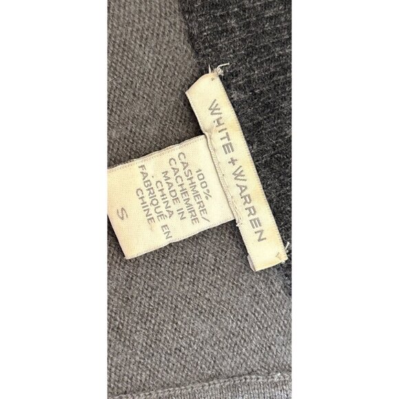 White + Warren 100% Cashmere Two-Tone Gray Cardigan Sweater With Snap Buttons - Picture 6 of 9
